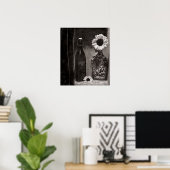 ボトルと紅白の花瓶 ポスター (ホームオフィス)