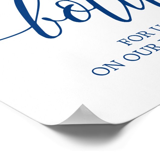 ボトルのサイン結婚ブルーの書道のメッセージ ポスター (角)