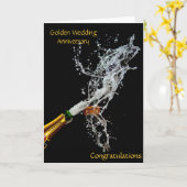 ボトルのシャンパンゴールデン結婚ズ記念日 カード (黄色い花)