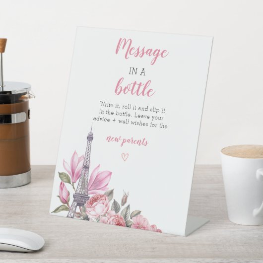 ボトルのメッセージ赤ちゃんシャワーアドバイス記号 台座サイン (インサイチュ)