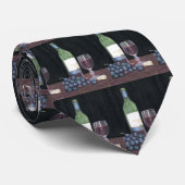 ボトルのワインおよびブドウのタイ ネクタイ (ロール)