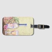 ボトルのワイングラス葡萄ブドウワイナリー ラゲッジタグ (正面横)