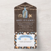 ボトルのヴィンテージ オールインワン招待状 (内側)