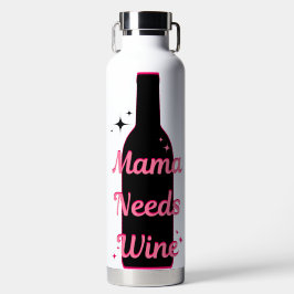 ボトルの形のグラフィックデザインピンクママがワインを必要 ウォーターボトル