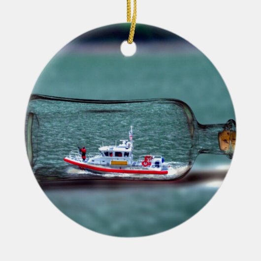 ボトルの海の装飾的なオーナメントの船 セラミックオーナメント (正面)
