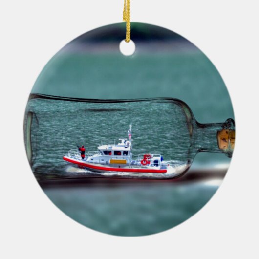 ボトルの海の装飾的なオーナメントの船 セラミックオーナメント (裏面)