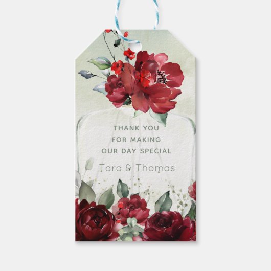 ボトルの牡丹結婚式の引き出物ギフト長いラベル ギフトタグ (正面)