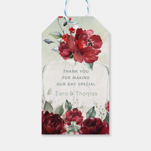 ボトルの牡丹結婚式の引き出物ギフト長いラベル ギフトタグ (裏面)