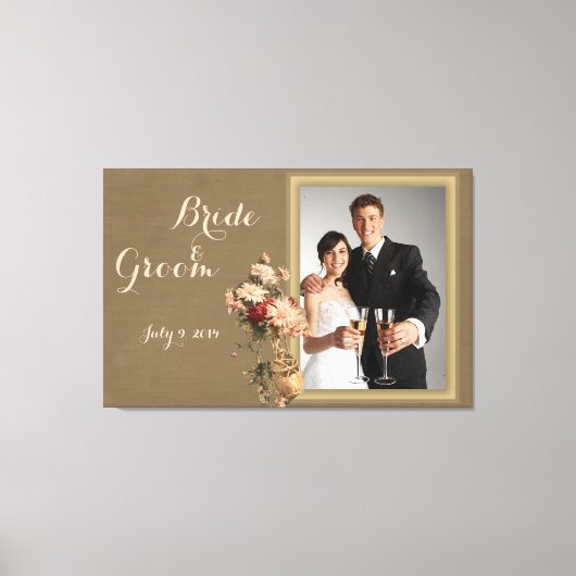 ボトルの結婚形見の菊 キャンバスプリント (正面)