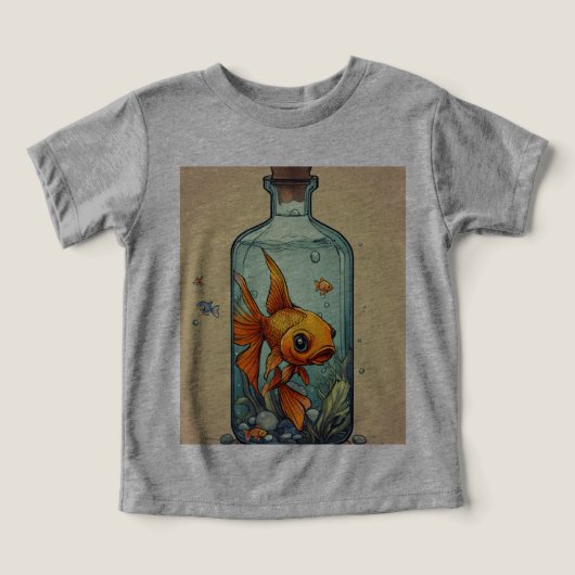 ボトルの魚 – ユニーク水中競技Tシャツデザイン (デザイン正面)