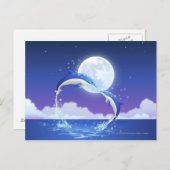 ボトルの鼻を持つ2羽のイルカが水から飛び出した ポストカード (正面/裏面)