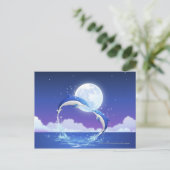 ボトルの鼻を持つ2羽のイルカが水から飛び出した ポストカード (スタンド正面)