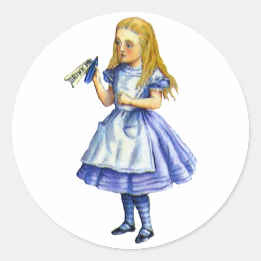 ボトルは不思議の国のアリスからわたしを飲むと言った ラウンドシール (正面)