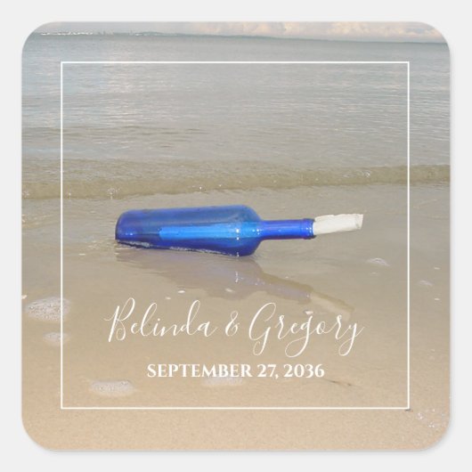ボトルオンビーチサンド結婚ズ スクエアシール (正面)