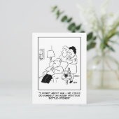 ボトルオープナーの傷害漫画。おもしろい ポストカード (スタンド正面)