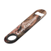 ボトルオープナーパーソナライズされたカウボーイブーツバーンウッド スピード栓抜き (正面アングル)