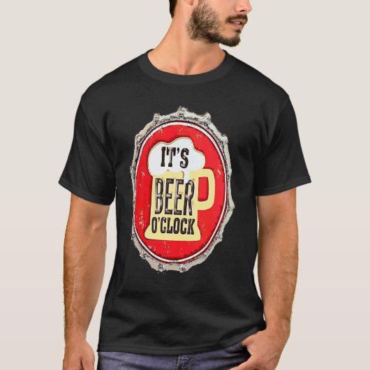 ボトルキャップにビールタイム Tシャツ (正面)