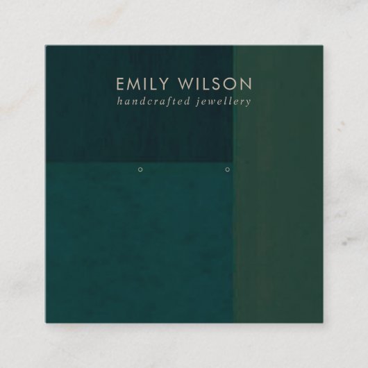 ボトルグリーンカラーブロックスタッドイヤリングディスプレイカード スクエア名刺 (正面)