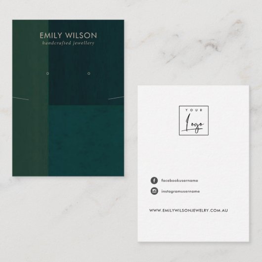 ボトルグリーンカラーブロックネックレスイヤリングディスプレイ 名刺 (正面/裏面)