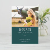 ボトルグリーンクリーンミニマルクリーン写真卒業 招待状 (スタンド正面)