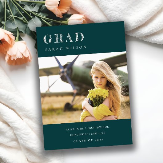 ボトルグリーンクリーンミニマルクリーン写真卒業 招待状