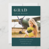 ボトルグリーンクリーンミニマルクリーン写真卒業 招待状 (正面)