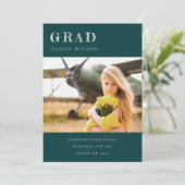 ボトルグリーンクリーンミニマルクリーン写真卒業 招待状 (スタンド正面)