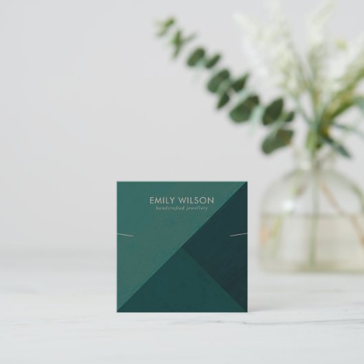 ボトルグリーントライアングルネックレスブレスレットディスプレイ スクエア名刺 (スタンド正面)