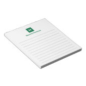 ボトルグリーン モダン ライン シック おしゃれなイニシャル ノートパッド (アングル)