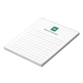 ボトルグリーン モダン ライン シック おしゃれなイニシャル ノートパッド (回転)