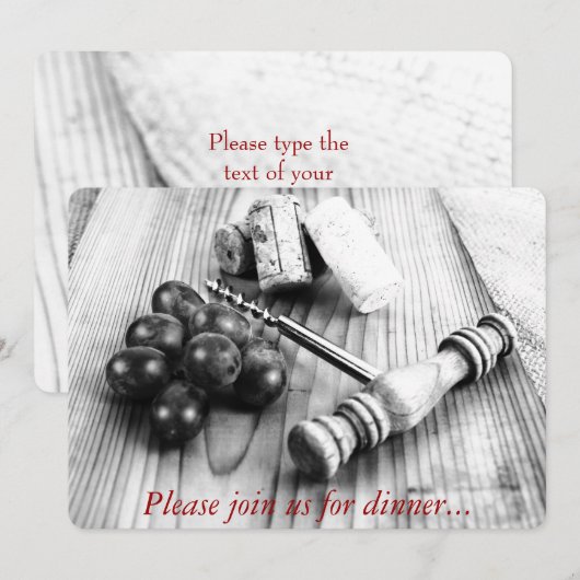 ボトルコルクねじ 招待状 (正面/裏面)