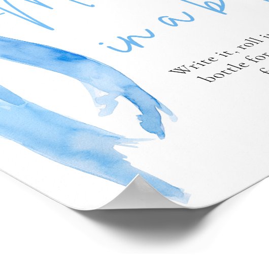 ボトルサインゲームでほこりっぽい青い弓メッセージ ポスター (角)