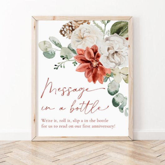 ボトルサインゲームの赤い冬のクリスマスメッセージ ポスター