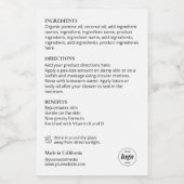 ボトルシンプルのスキンケア製品の成分ラベル フードラベル (シングルラベル)