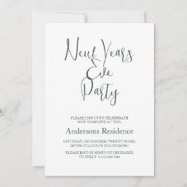 ボトルシンプルグリーンニューイヤーズイブパーティー 招待状