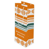 ボトルスタイルオレンジとターコイズ ワインギフトバッグ (正面アングル)