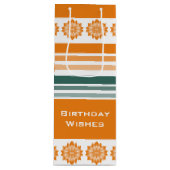 ボトルスタイルオレンジとターコイズ ワインギフトバッグ (正面)