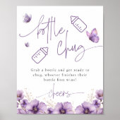 ボトルチュグビールパープルバタフライベビーシャワーゲーム ポスター (正面)