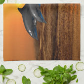 ボトルノースドルフィンアットサンセット キッチンタオル (折り畳み)