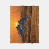 ボトルノースドルフィンアットサンセット フリースブランケット (正面)