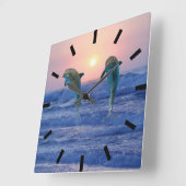 ボトルノースドルフィンアットサンライズ スクエア壁時計 (傾斜)