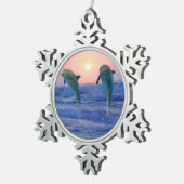 ボトルノースドルフィンアットサンライズ スノーフレークピューターオーナメント (右)