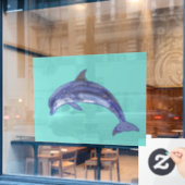 ボトルノースドルフィンラインアートデザイン ウィンドウサイン (カフェ窓)