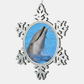 ボトルノース・イルカ頭 スノーフレークピューターオーナメント (右)