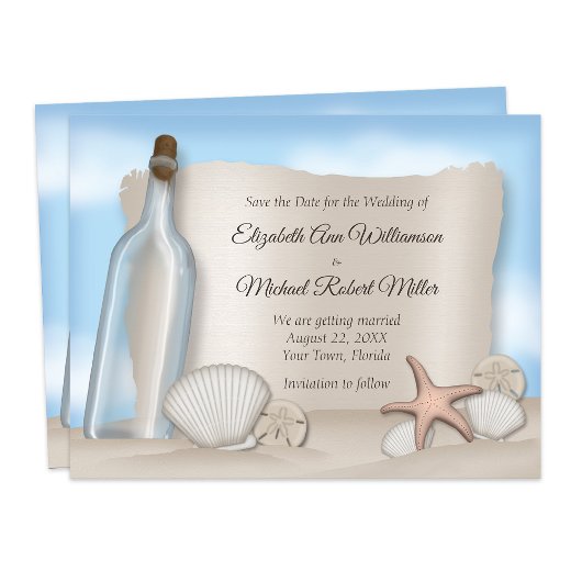 ボトルビーチからのメッセージ日付カードの保存 セーブザデート