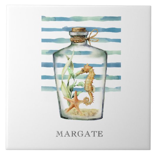 ボトルビーチマーガートの水色シーホース タイル (正面)