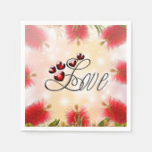 ボトルブラシの花と愛 スタンダードカクテルナプキン (正面)
