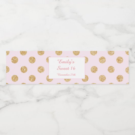 ボトルラベル赤面ピンク金ゴールドスウィート16キンセアニェラ ペットボトルラベル (シングルラベル)