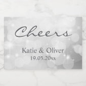 ボトルラベル – お祝いシルバースパークル スパークリングワインラベル (シングルラベル)