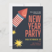 ボトルロケット付きの新年パーティー 🎉 招待状 (正面)